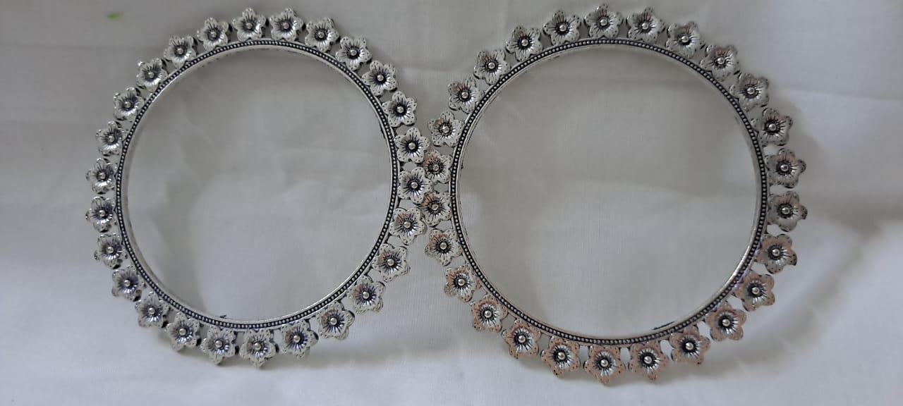 Traditional silver oxidised bangles