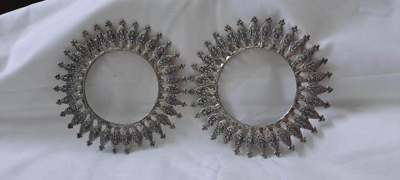 Traditional silver oxidised bangles