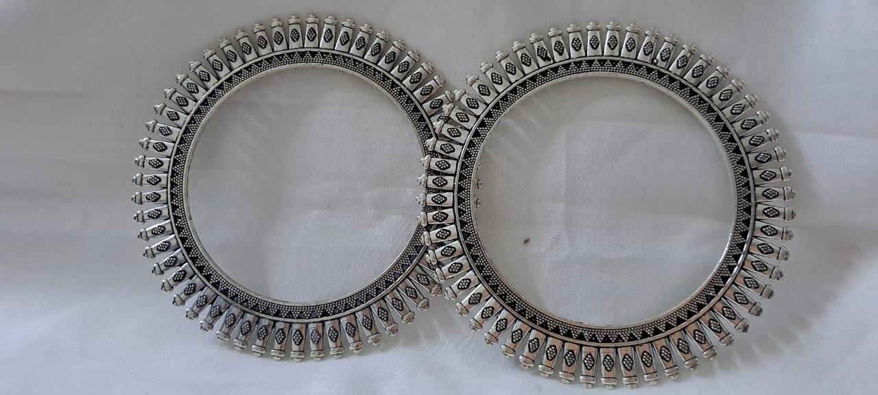 Traditional silver oxidised bangles
