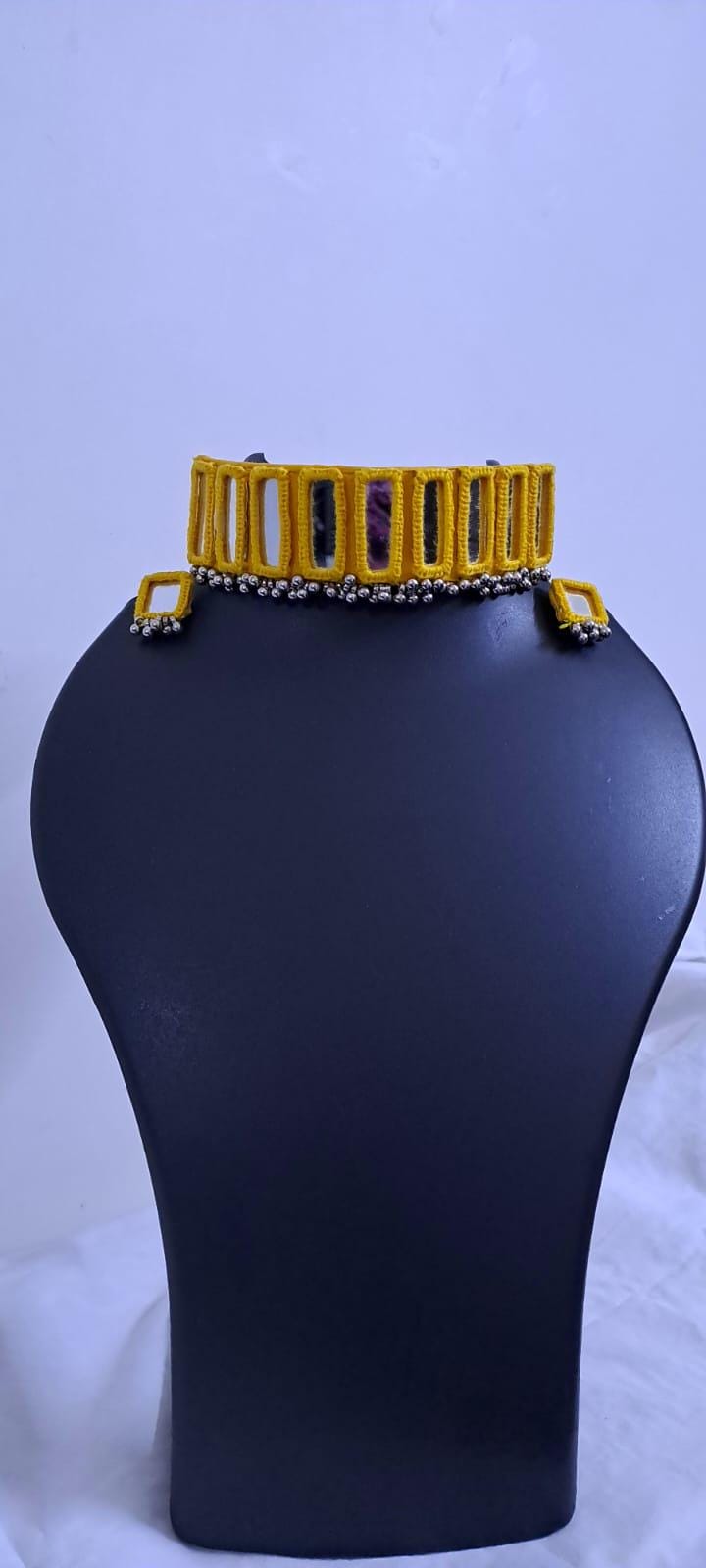Kutchwork glasswork necklace set with matching earrings