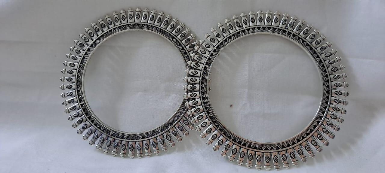 Traditional silver oxidised bangles
