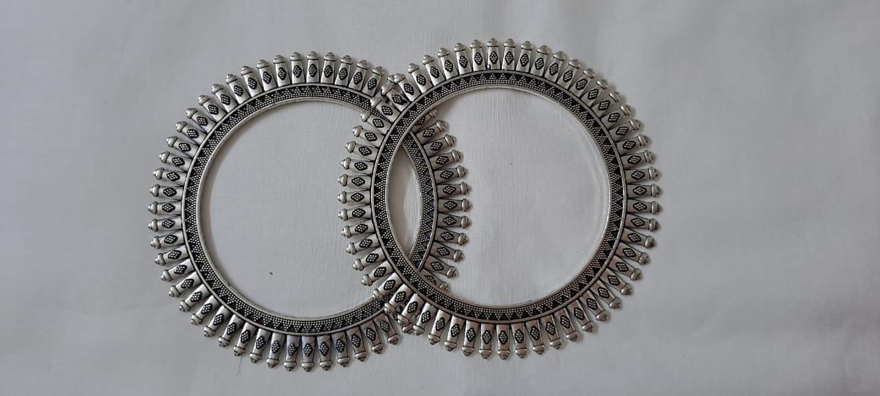 Traditional silver oxidised bangles