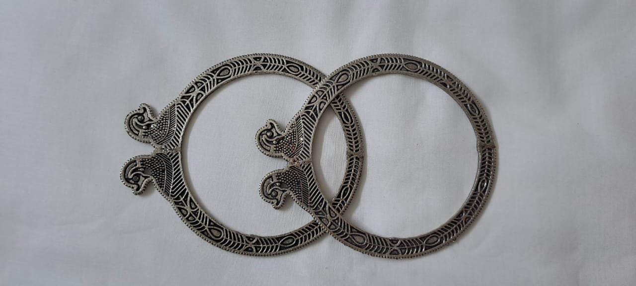Traditional silver oxidised bangles