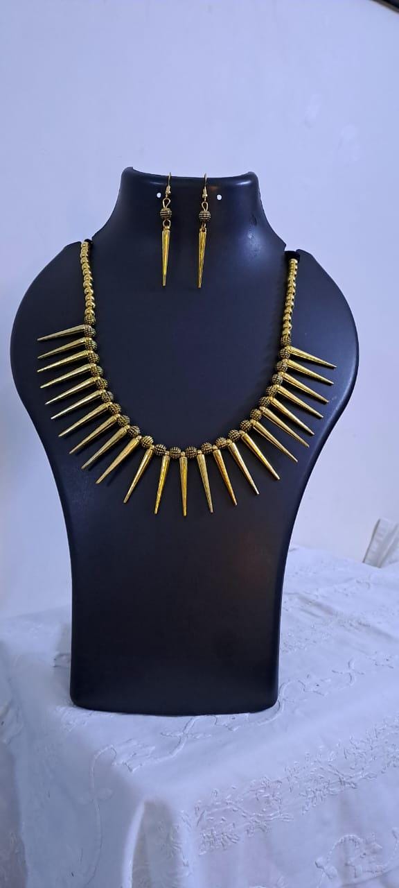 Combo offer for silver  and golden oxidised necklace set with matching earrings.
