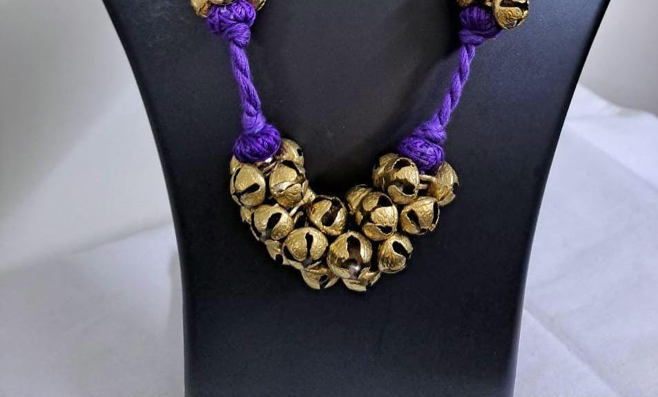 Elegant Thread necklace with trinkets n matching earrings