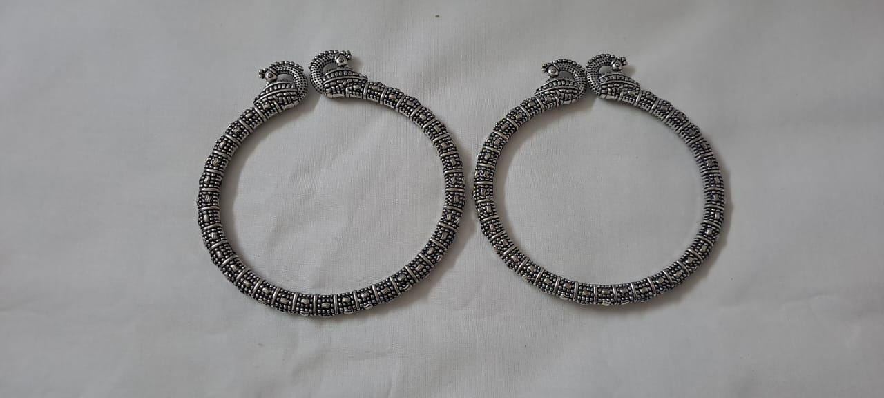 Traditional silver oxidised bangles