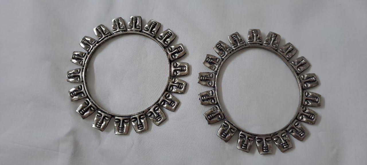 Traditional silver oxidised bangles