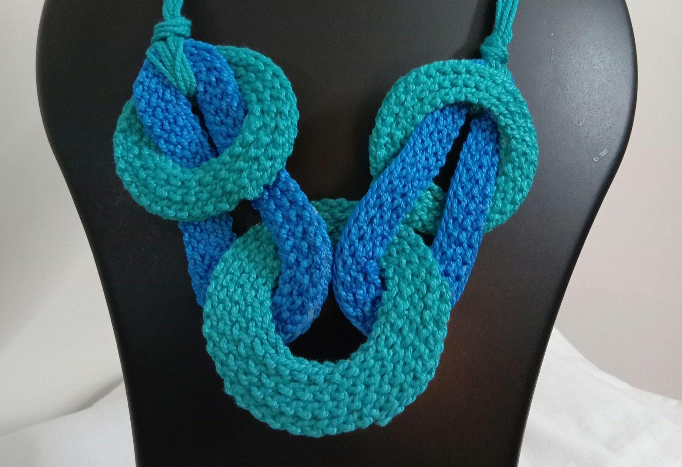 Celtic knot thread necklace with matching thread earrings.