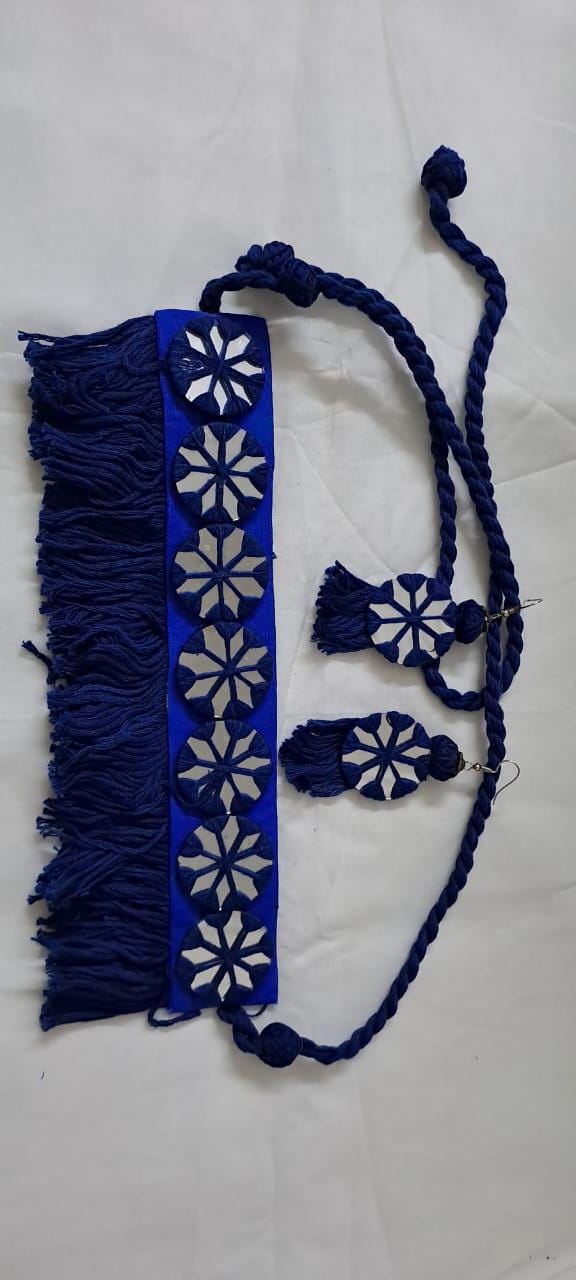 Handmade Kutch Glass work choker necklace with glass work earrings