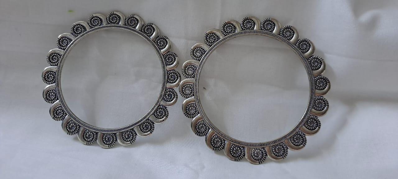 Traditional silver oxidised bangles