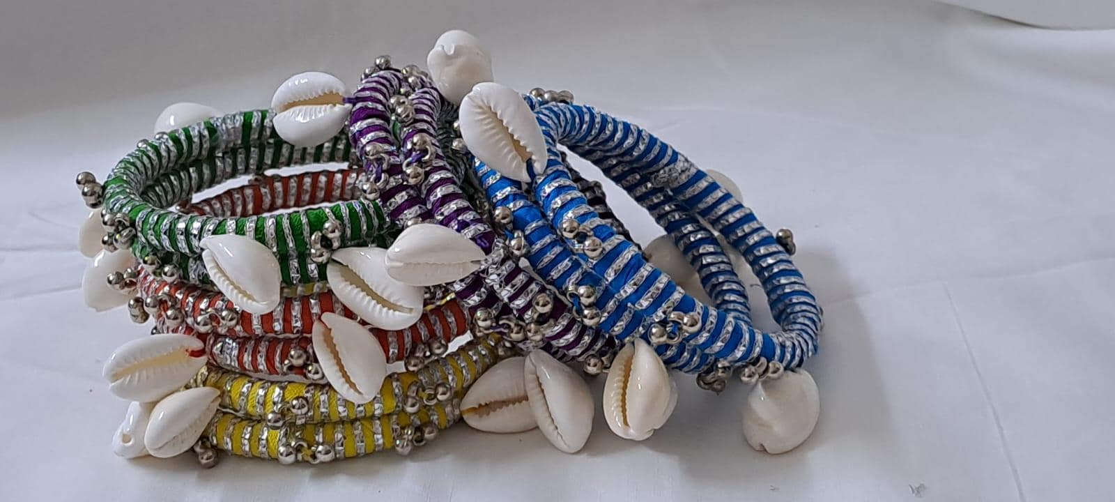 Multi colour traditional zari thread and kori bangles (set of 10 bangles)