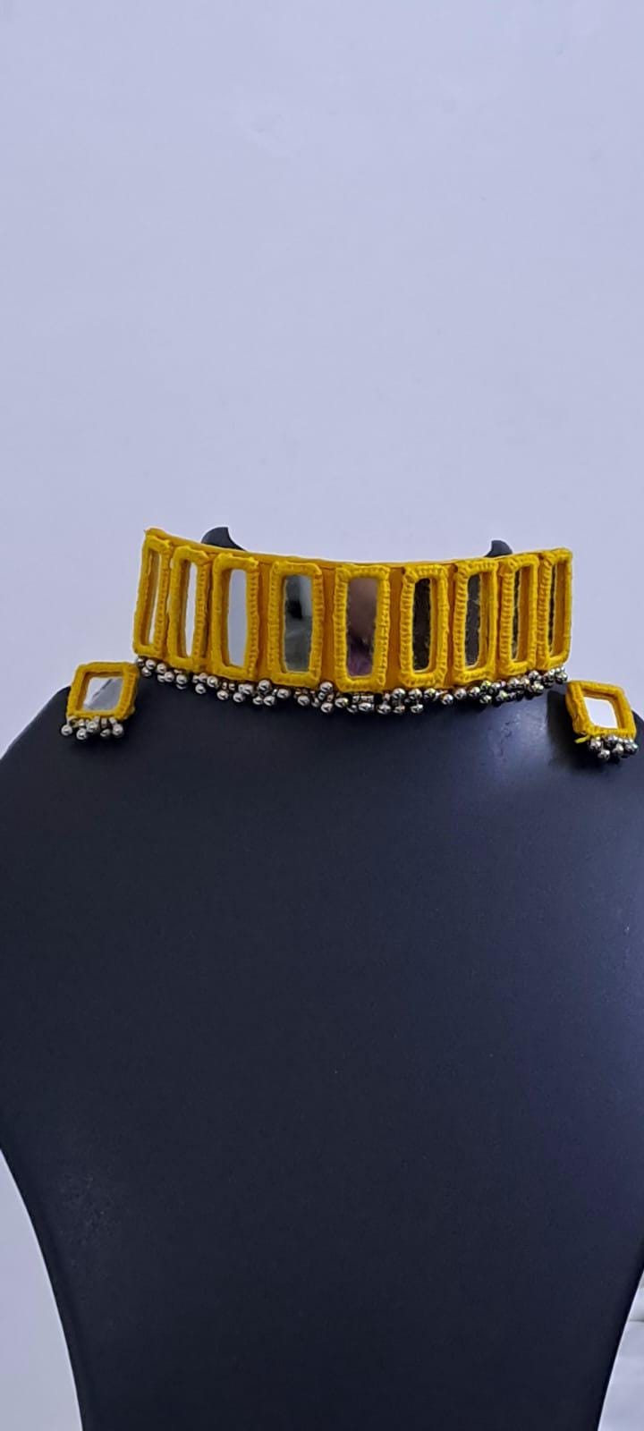 Kutchwork glasswork necklace set with matching earrings