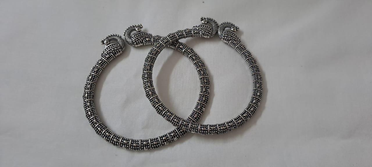 Traditional silver oxidised bangles