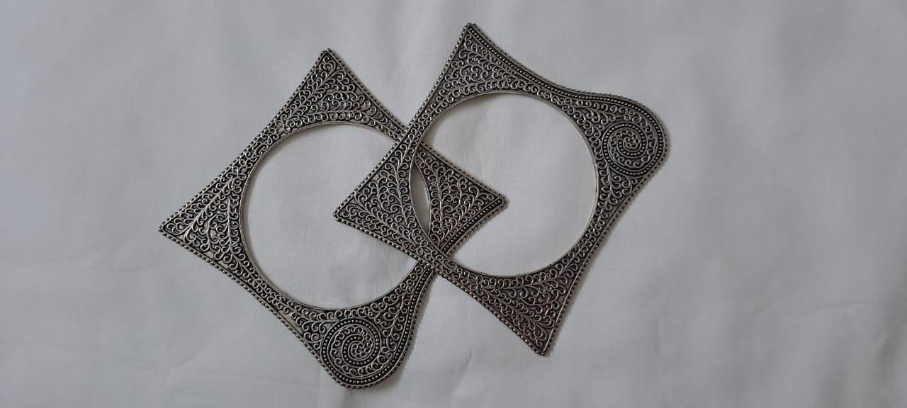 Traditional silver oxidised bangles