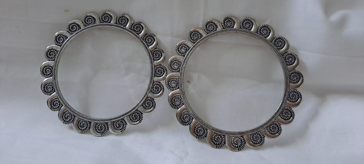 Traditional silver oxidised bangles