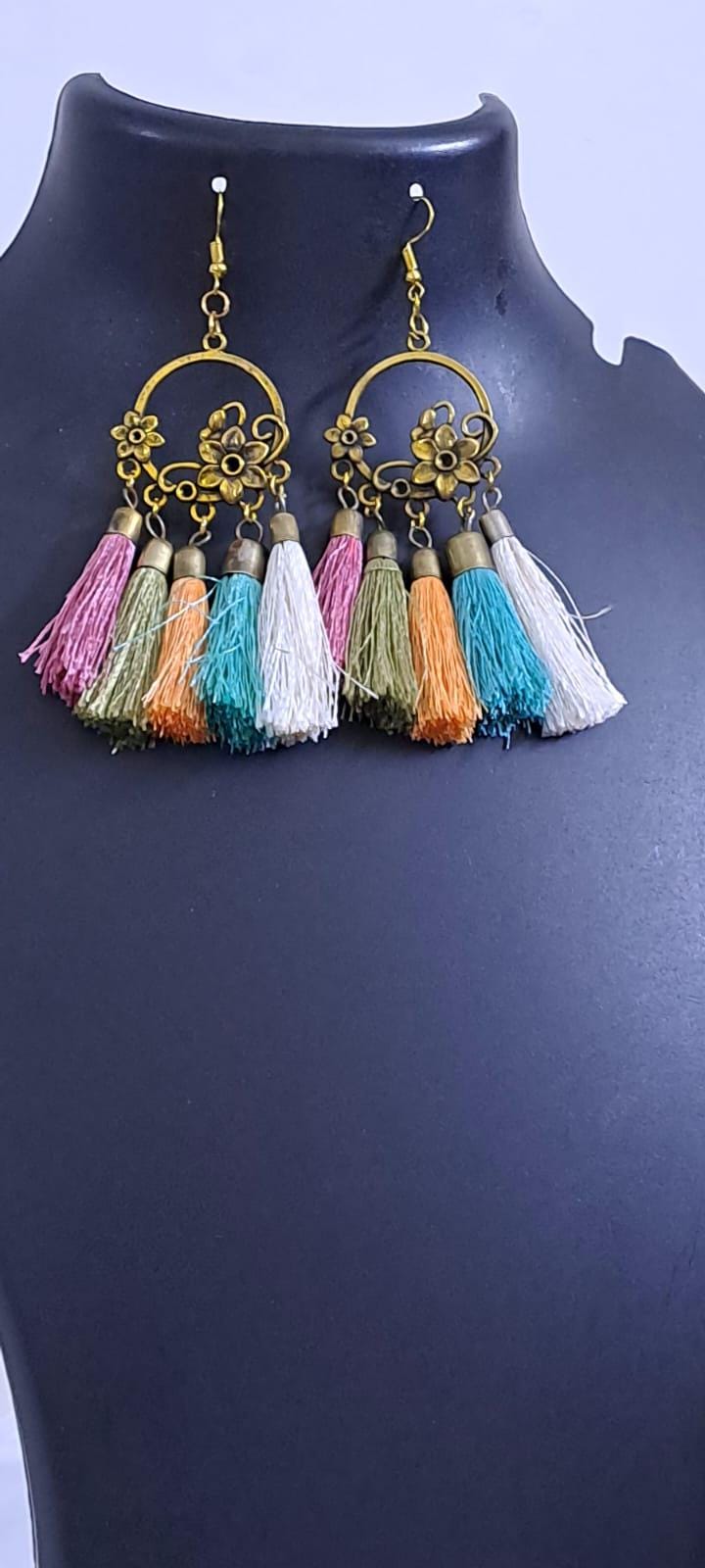 Combo offer of 5 pair earrings with silk thread fringes