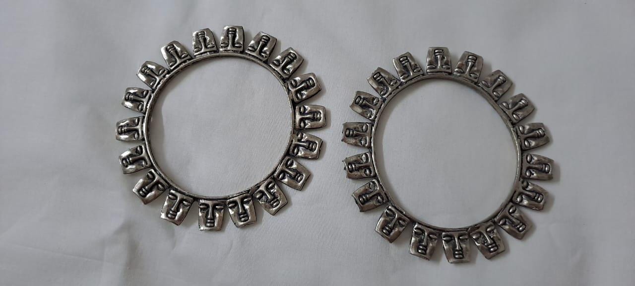 Traditional silver oxidised bangles