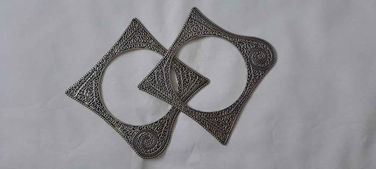 Traditional silver oxidised bangles