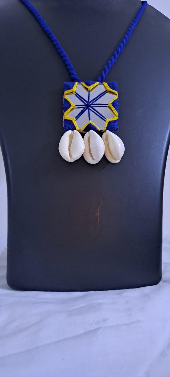 Handmade two sets of Kutch Glass work long necklace with glass work earrings