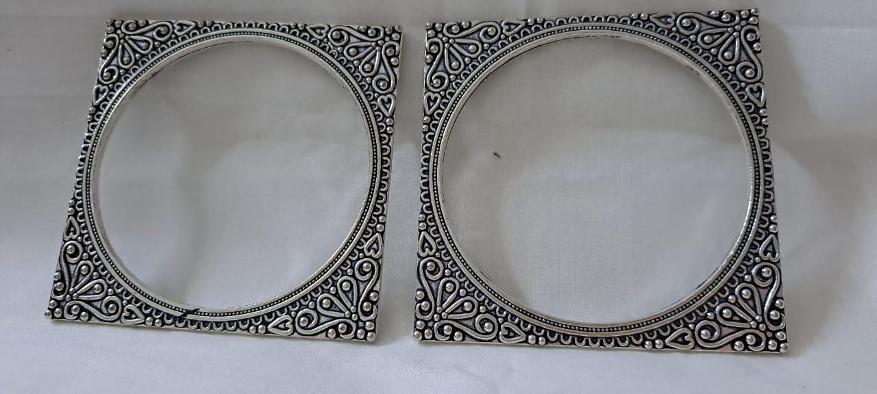 Traditional silver oxidised bangles