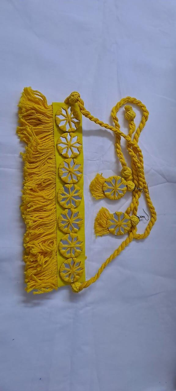 Handmade Kutch Glass work choker necklace with glass work earrings