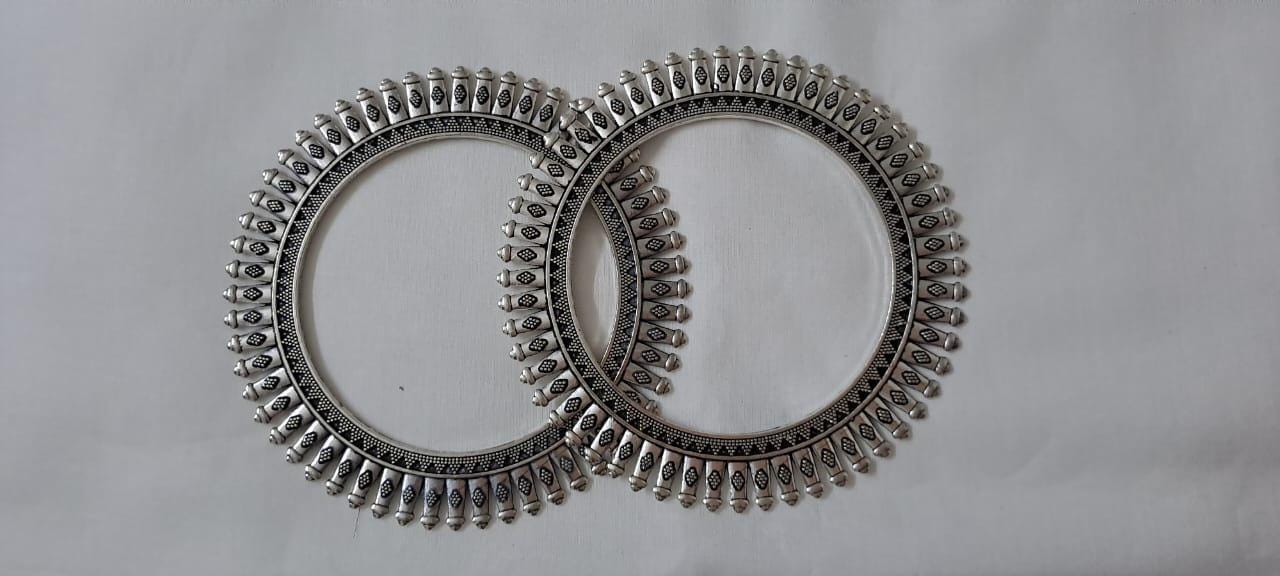 Traditional silver oxidised bangles