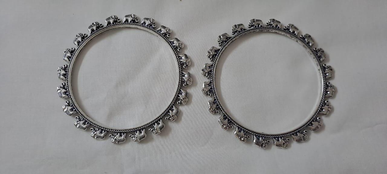 Traditional silver oxidised bangles