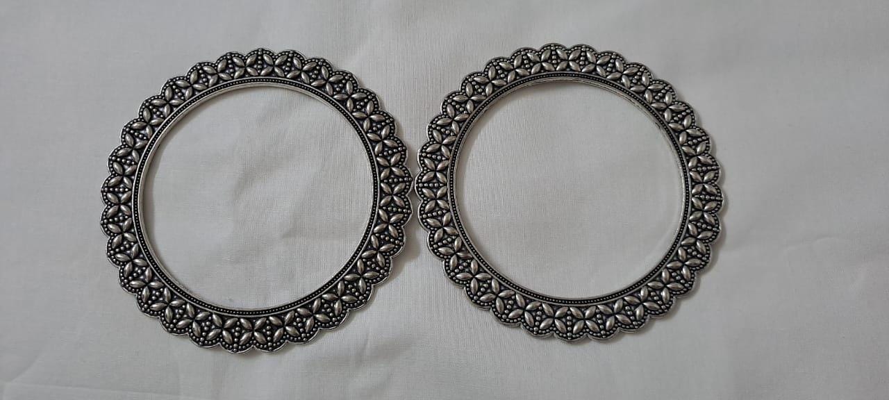 Traditional silver oxidised bangles