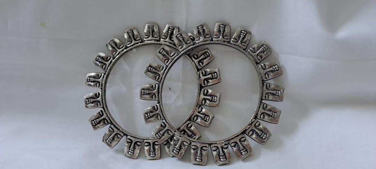 Traditional silver oxidised bangles