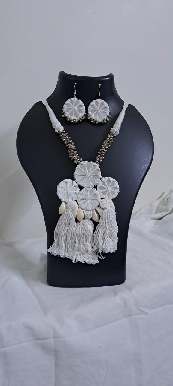 Stunning handmade Kutch Glass work necklace with matching glass work earrings
