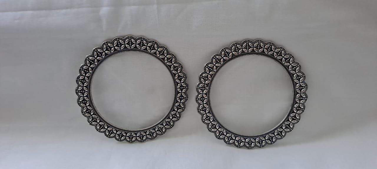 Traditional silver oxidised bangles