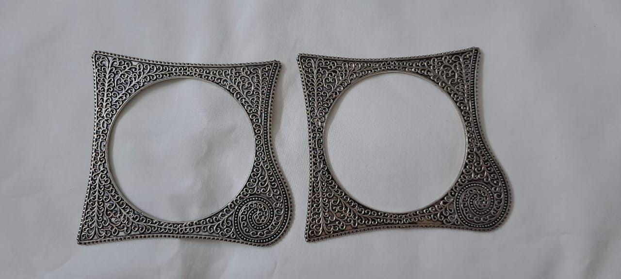 Traditional silver oxidised bangles