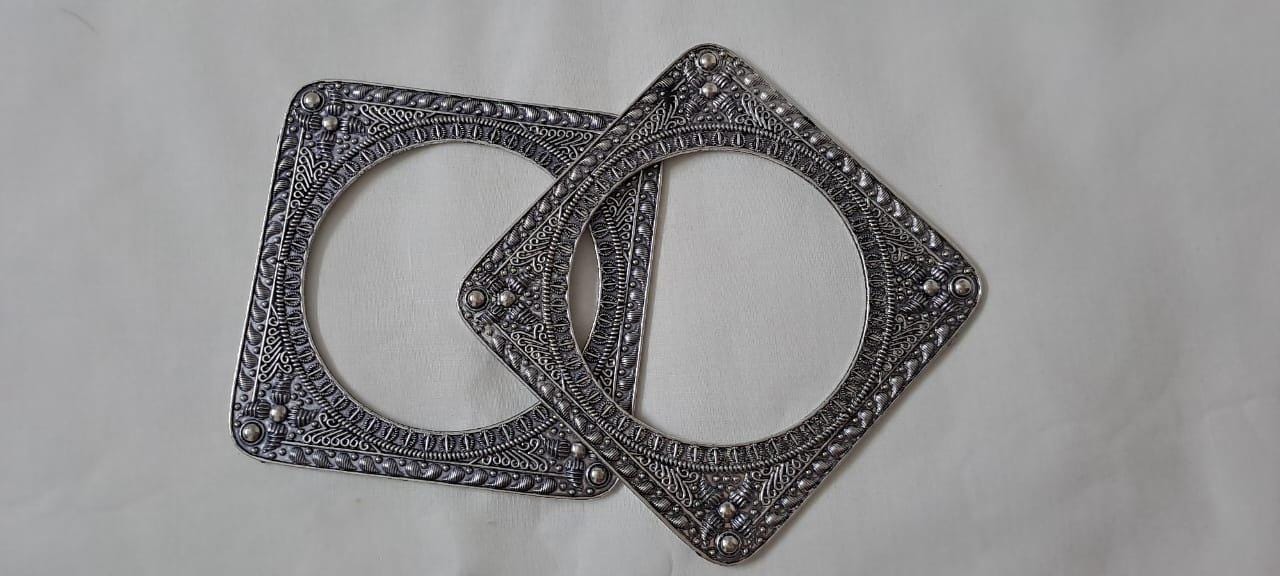 Traditional silver oxidised bangles