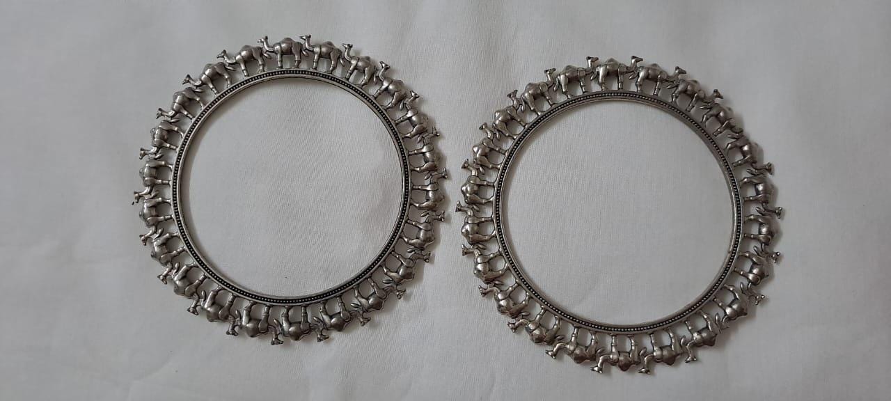 Traditional silver oxidised bangles