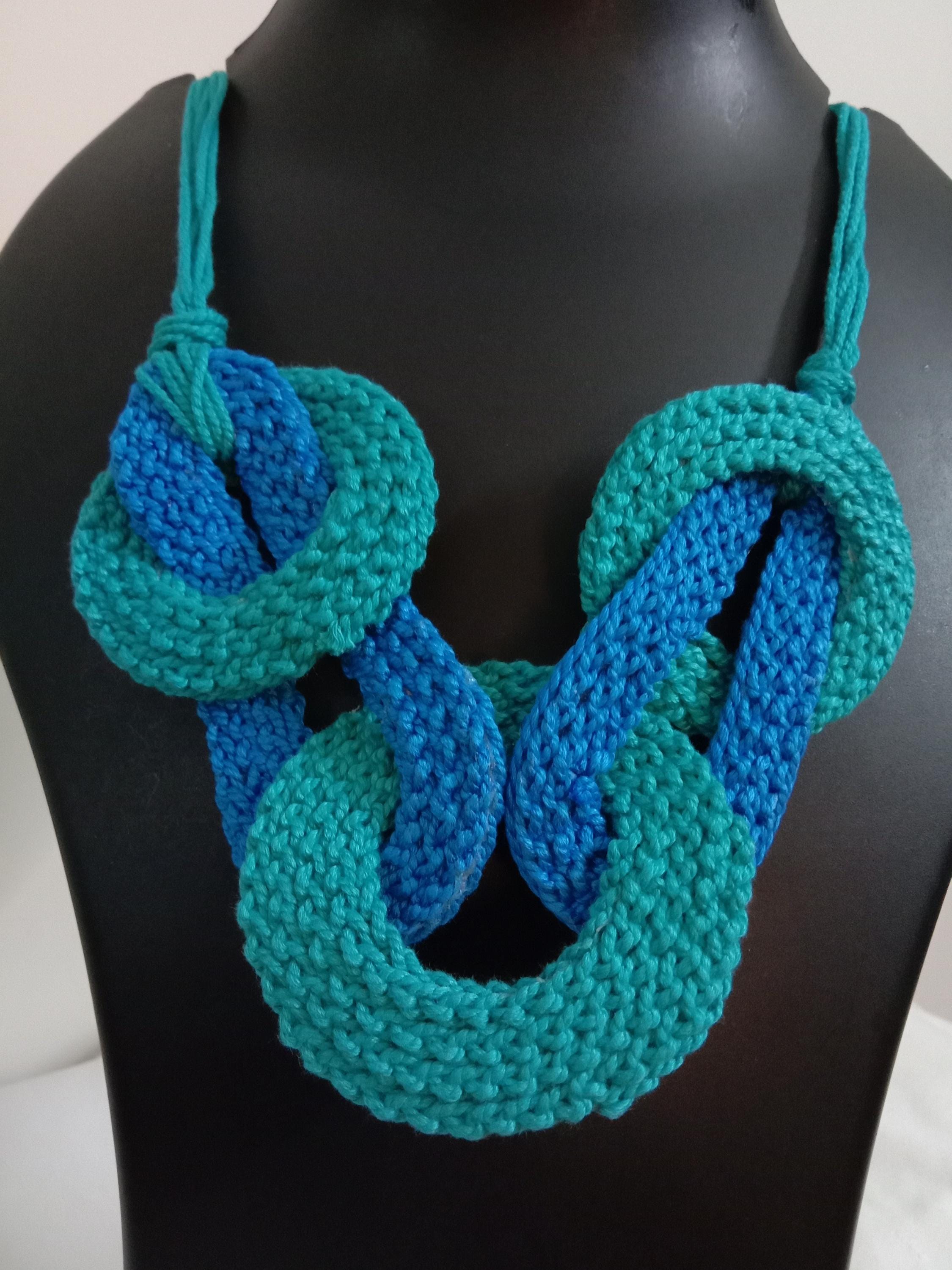 Celtic knot thread necklace with matching thread earrings.