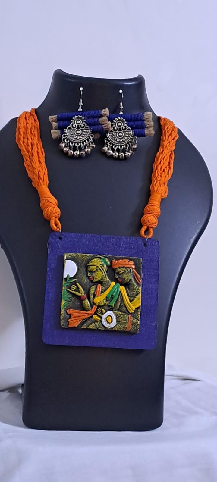 Terracotta and thread necklace