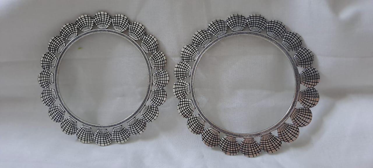 Traditional silver oxidised bangles