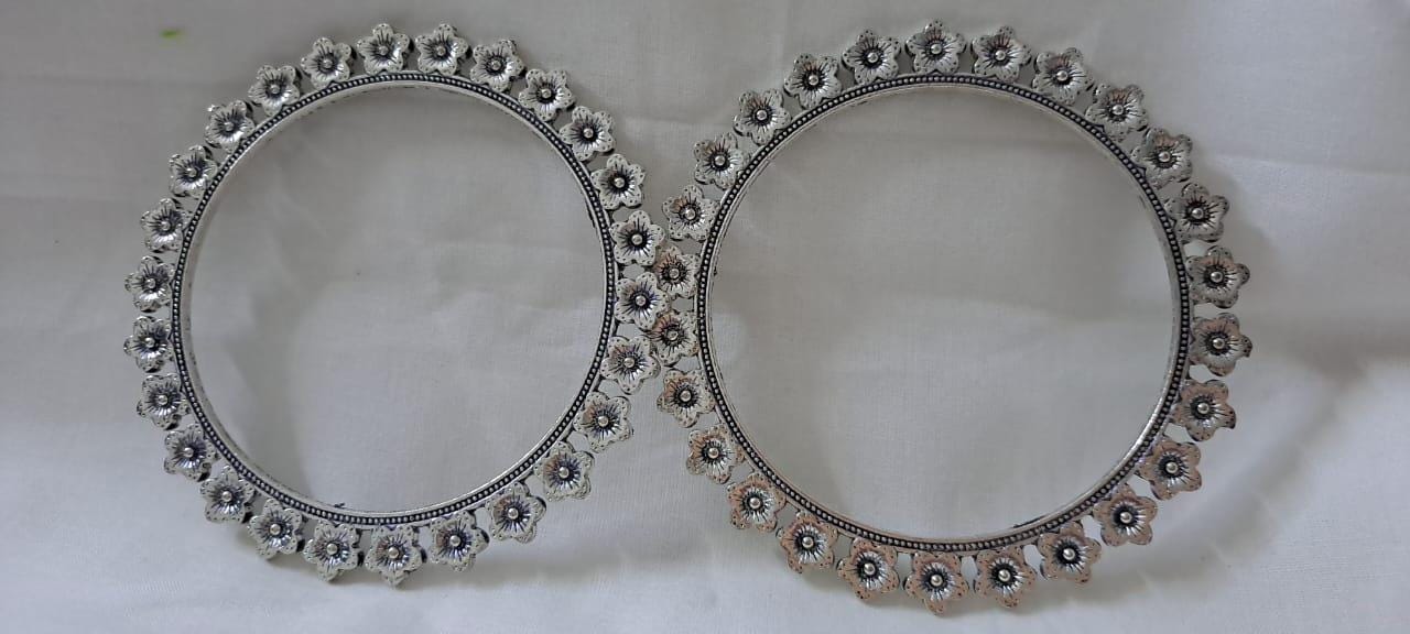 Traditional silver oxidised bangles