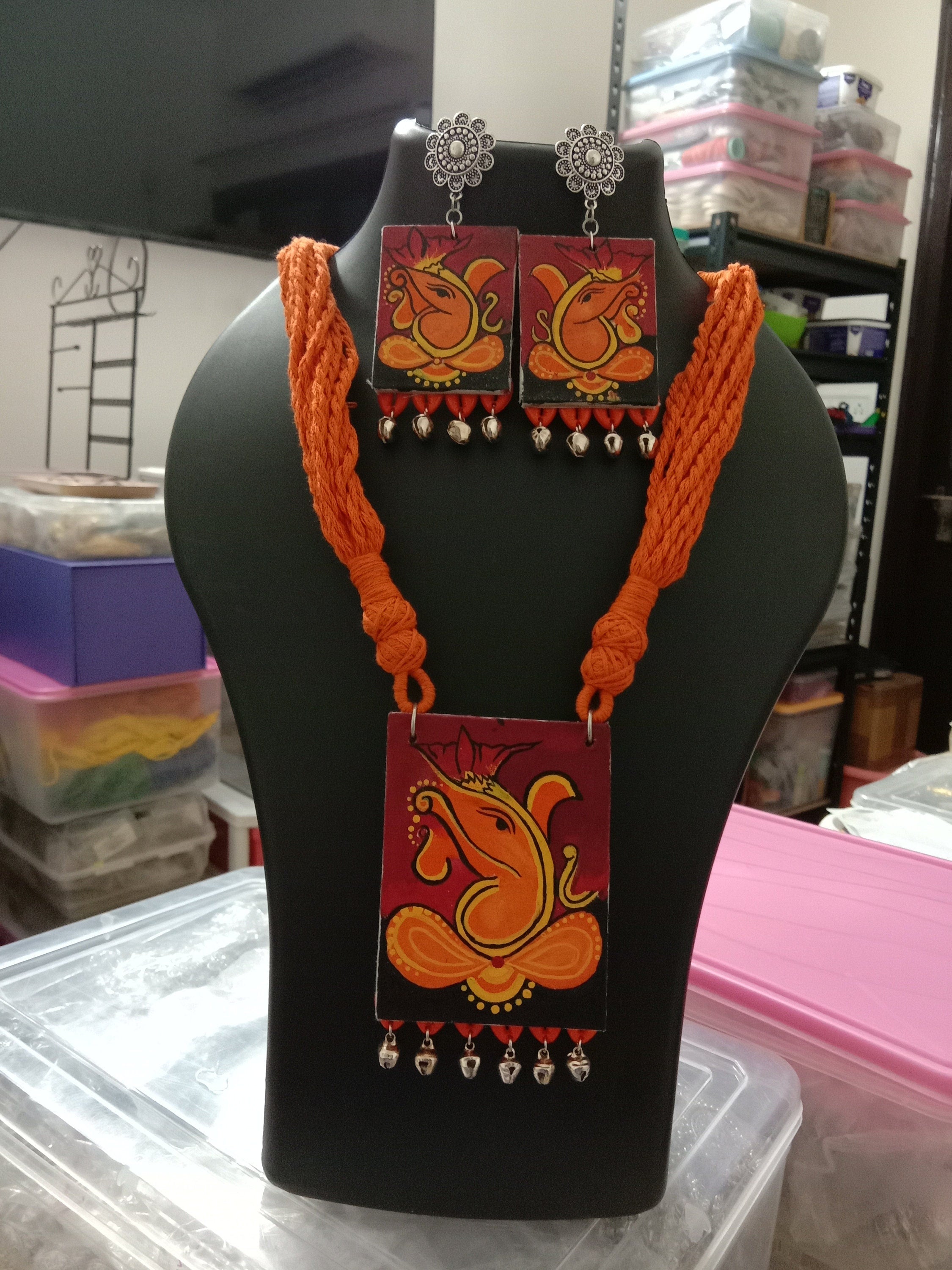Hand painted Ganesha Jewellery Set