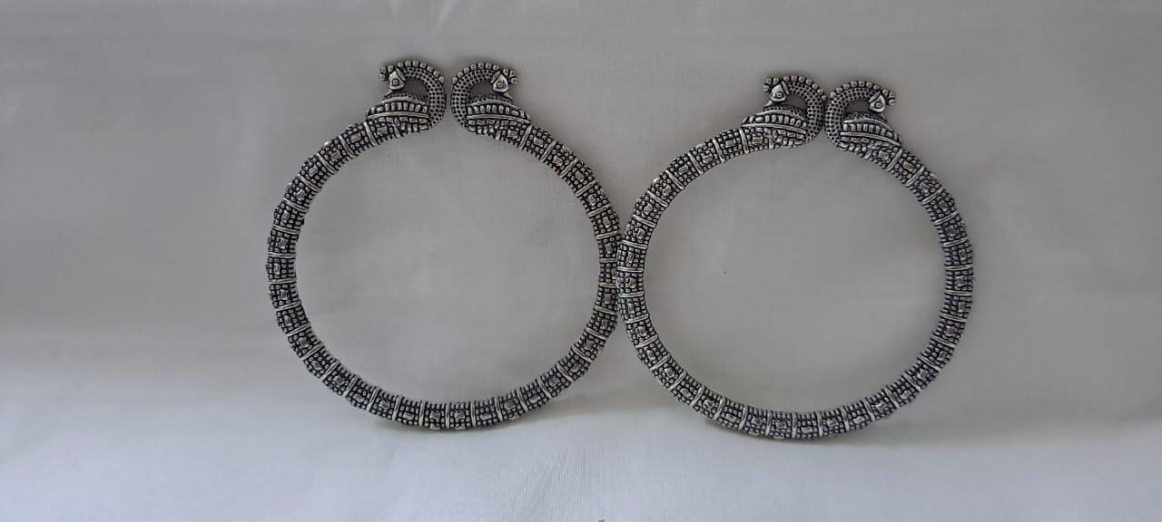 Traditional silver oxidised bangles