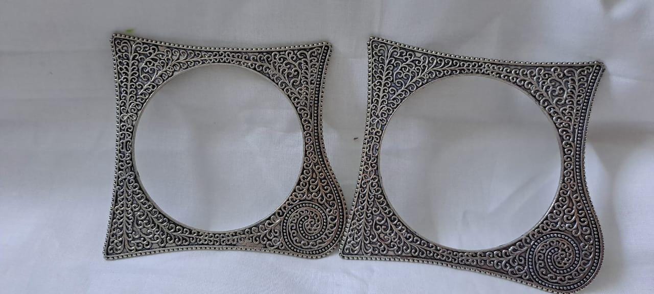 Traditional silver oxidised bangles