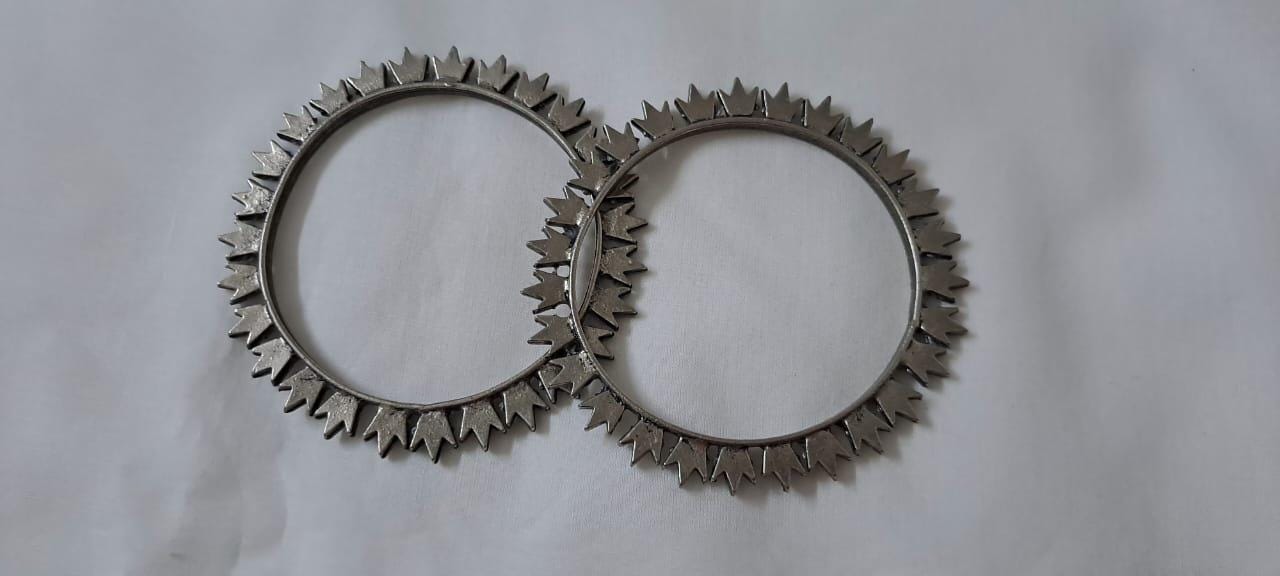 Traditional silver oxidised bangles
