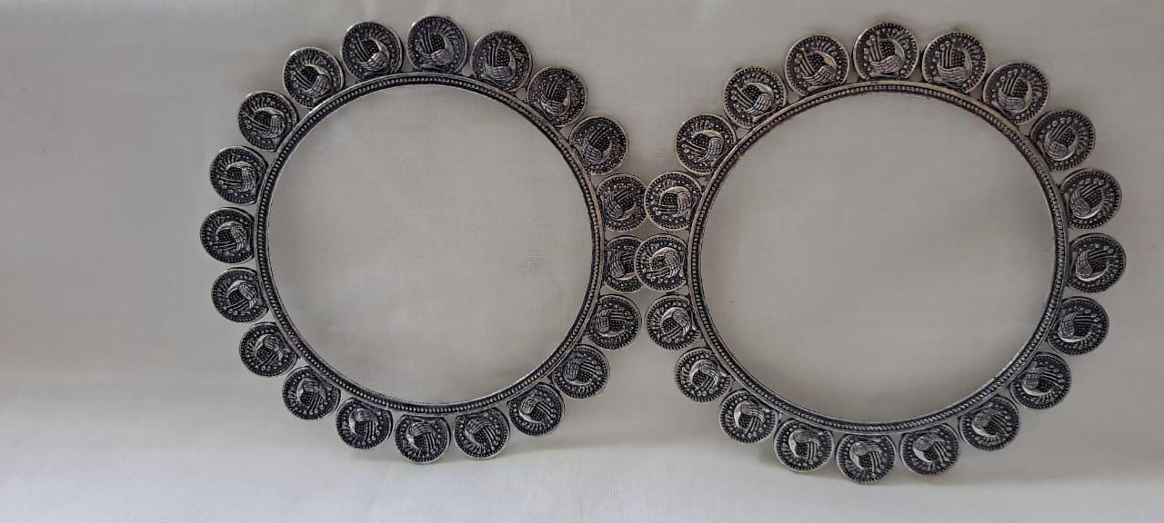 Traditional silver oxidised bangles