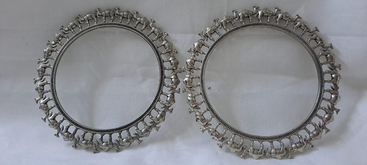 Traditional silver oxidised bangles