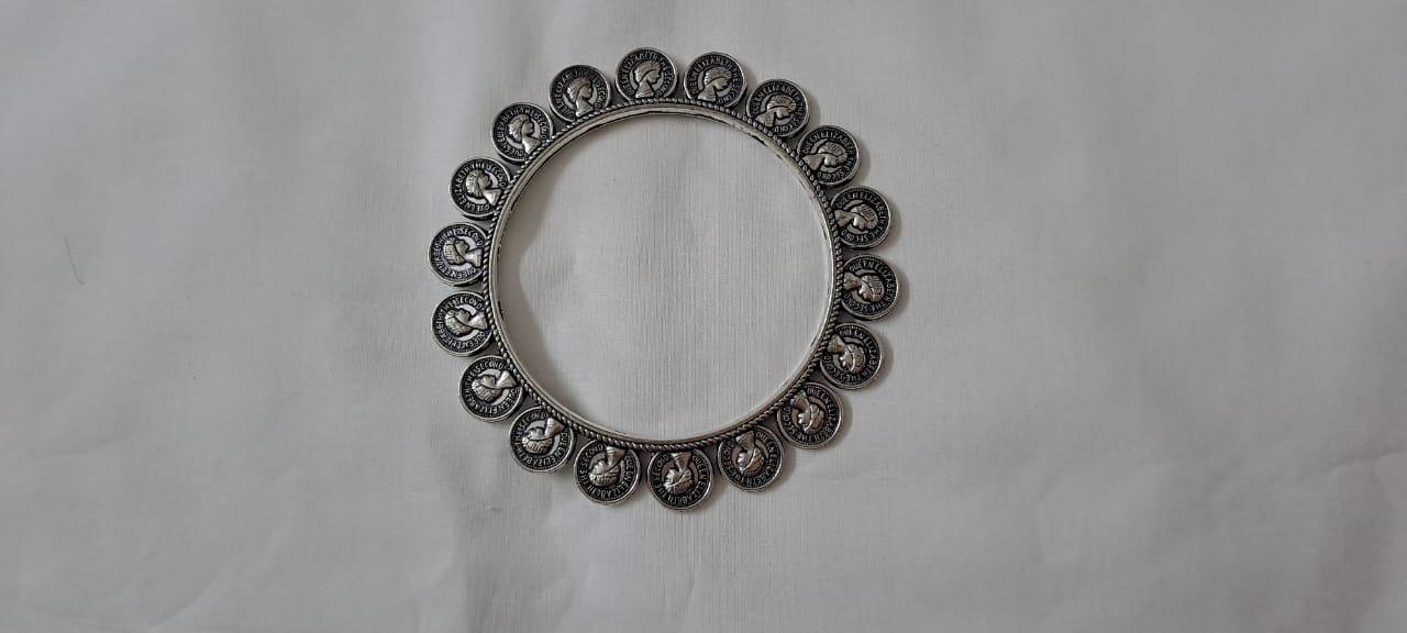 Combo offer of 3 single traditional silver oxidised bangles