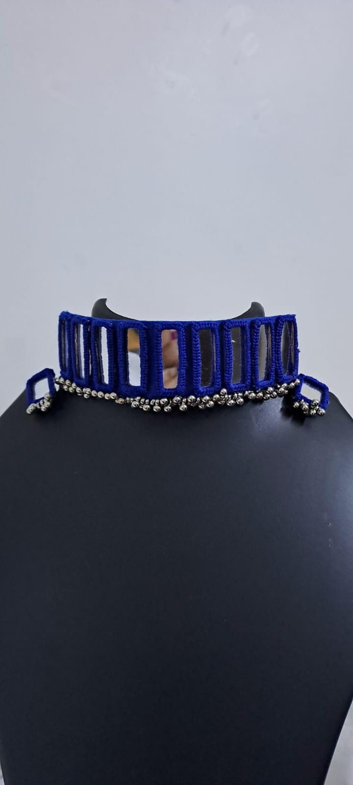 Kutchwork glasswork necklace set with matching earrings