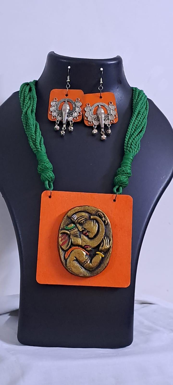 Terracotta Ganesha n Parvati necklace set