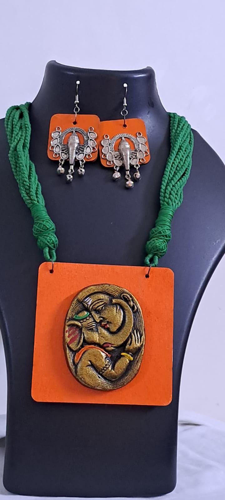 Terracotta Ganesha n Parvati necklace set