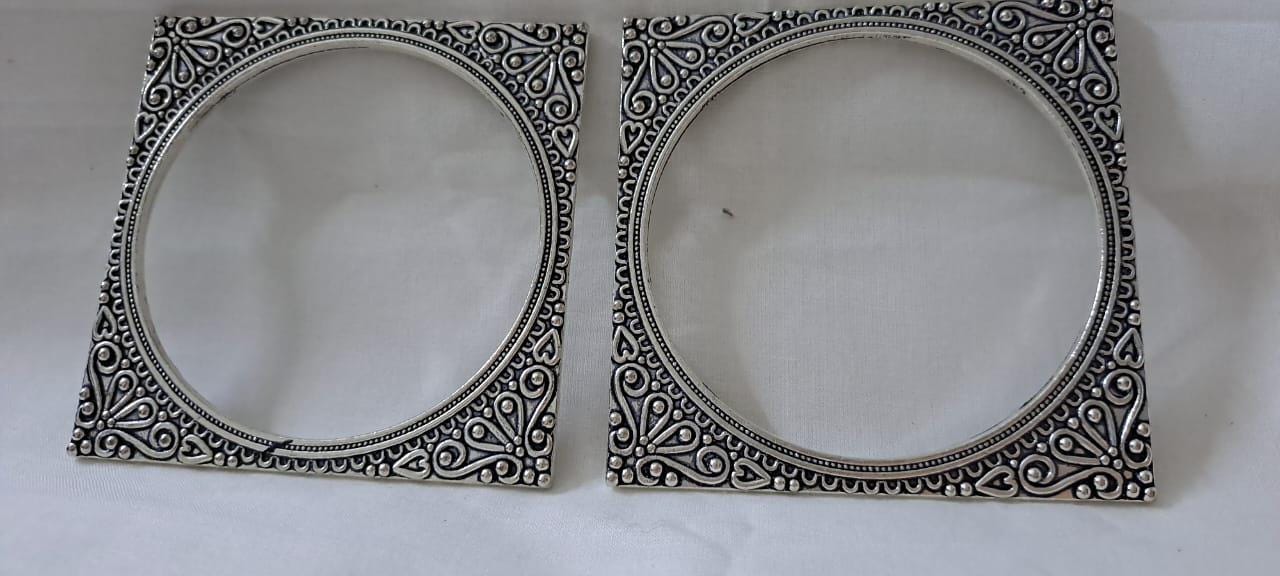 Traditional silver oxidised bangles