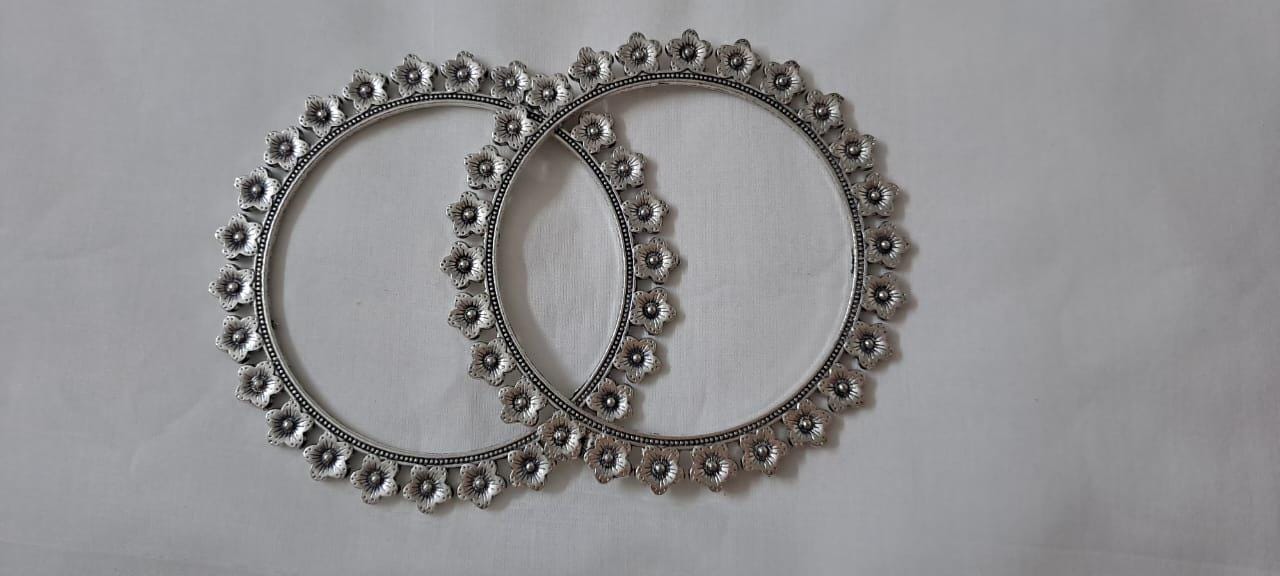 Traditional silver oxidised bangles